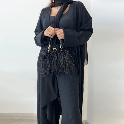 Modest Kimono Abaya Dubai Muslim Sets Islam Kaftan Dresses Kebaya Robe Femme Musulmane Abayas For Women Caftan Marocain Djellaba.