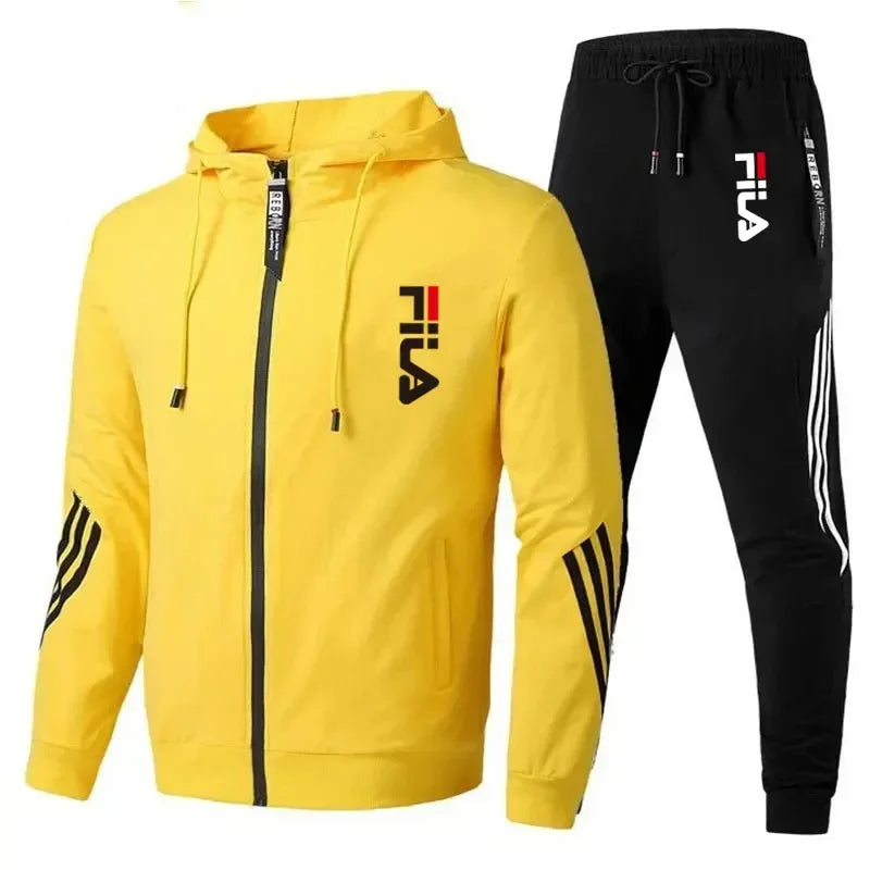 2025 Spring and Autumn Men's sports zipper top + Men's jogging sports basketball and casual fitness outdoor two-piece set.