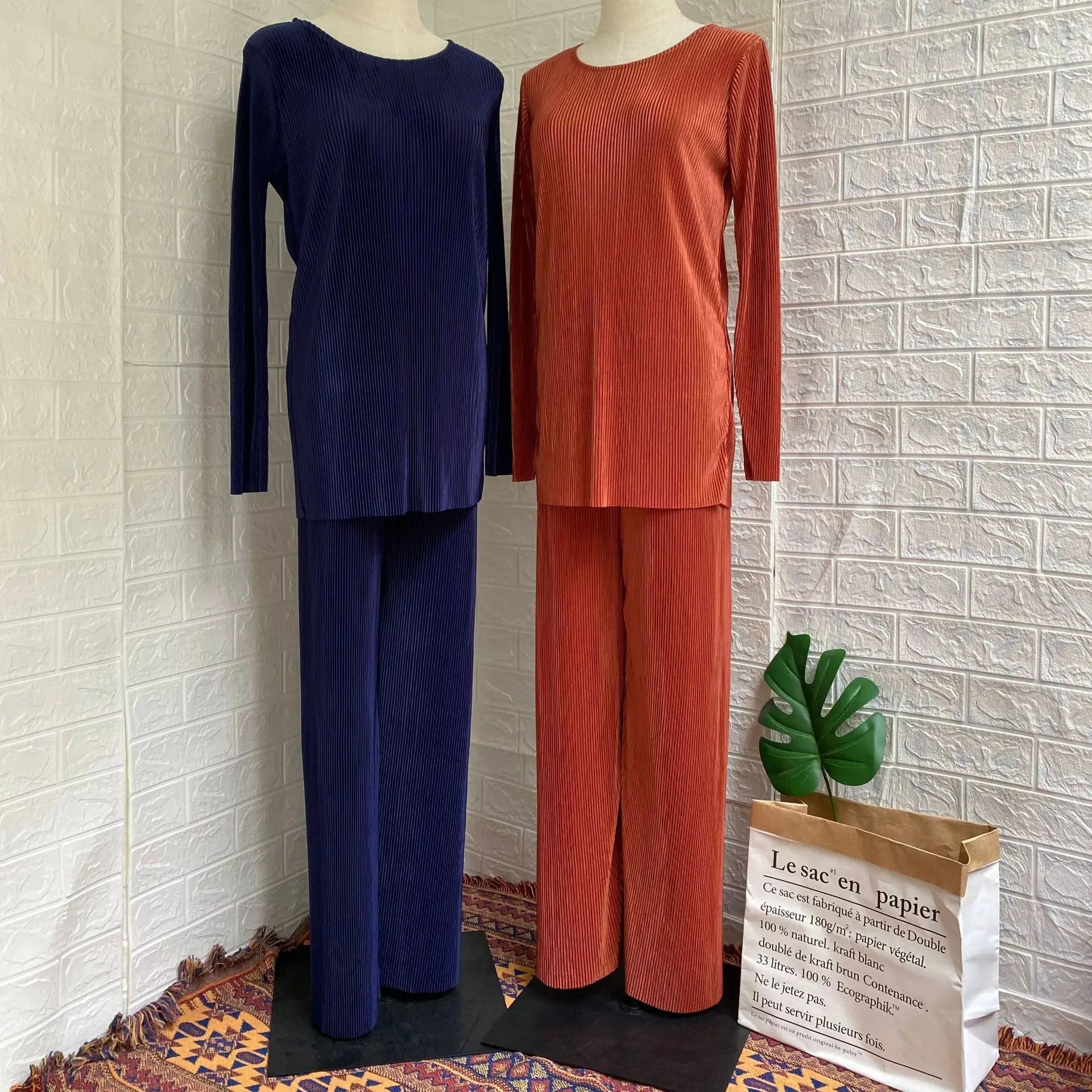 Women Casual Vintage Muslim Sets Ramadan Abaya Hijab Turkey Dubai Kaftan Prayer Dress Wide Leg Pants 2 PCS Sets Islamic Clothing.