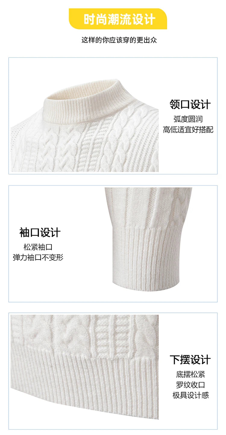2023 Autumn  and Winter New Sweaters Warm Fit Knitted Sweaters Solid Color Casual Pullover Multiple Styles Sweater Men