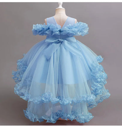 3-10 Jahre altes Mädchen Kinder schleppendes Kleid neues elegantes Mädchen Performance Puffrock Prinzessin Rock Blume Kinder Hochzeit Mädchen.