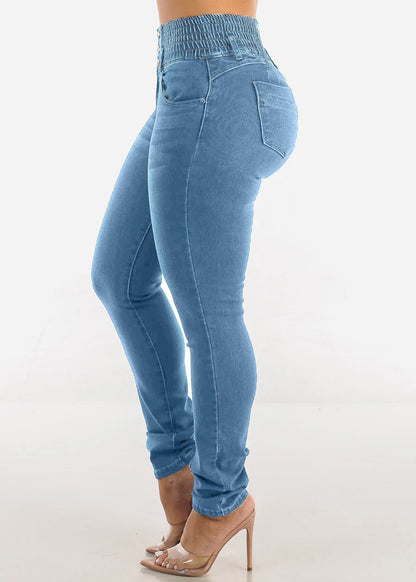 Jeans-Bleistifthose für Damen, 2025, dünne Hose, hohe Taille, Stretch, gewaschen, Distressed-Taschen, Knöpfe, Vintage-Denim, Streetwear
