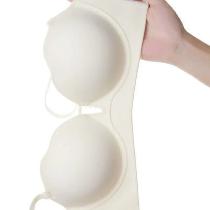 10cm Push Up Strapless Bra Extreme Lift for Small Bust Anti-Slip Silicone Grip Seamless Invisible Design Adhesive Free Plunge.