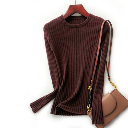 Frauen Pullover Oansatz Herbst Winter Grundlegende Pullover Warme Casual Pulls Jumper Koreanische Langarm Solide Strickwaren Bodenbildung Top