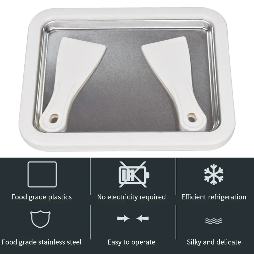 Mini Fried Yogurts Yogurt Frozen Pan Ice Cream Maker Machine Rolled Ice Cream Maker with 2 Spatulas Fry Ice Plate Home Use.