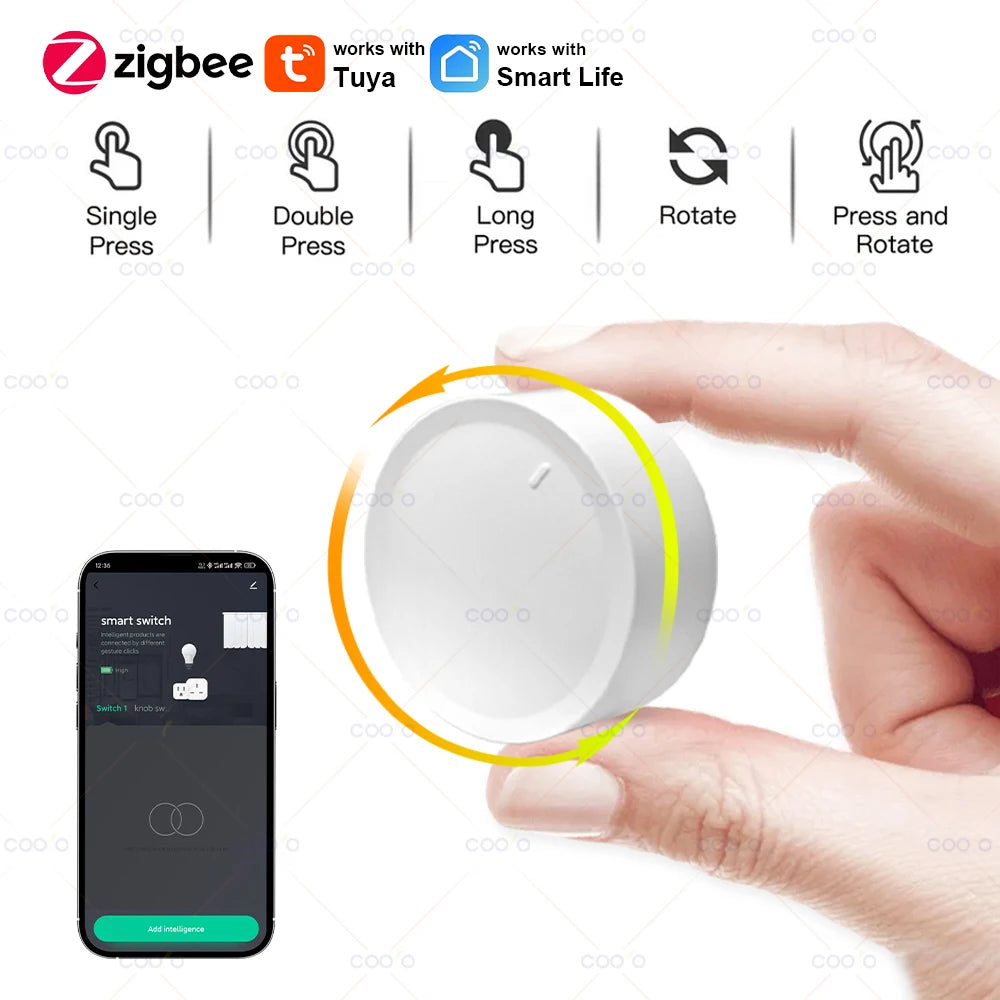 Neue Tuya ZigBee Smart Knob Schalter DIY Drahtlose Szene Taste Drehbare Dimmer Schalter Haushaltsgeräte Automatisierung Verknüpfung Remoter.
