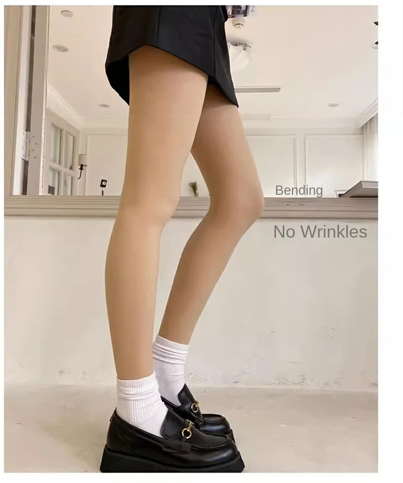 Winter Thermal Pantyhose Women Thicken Stockings Fake Translucent Pantyhose Fleece Lined Tights High Waist Elastic Wool Socks