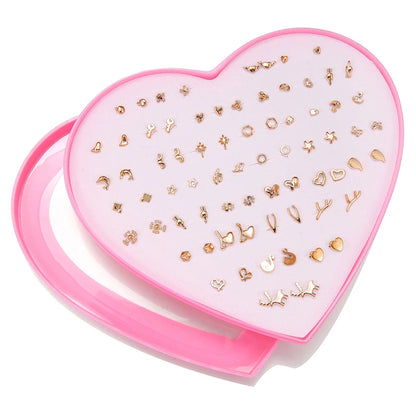 Multicolor 36Pairs Cartoon Hypoallergenic Plastic Stud Earrings Set For Women Girl Cute Animal Flower Ear Wedding Gifts Jewelry