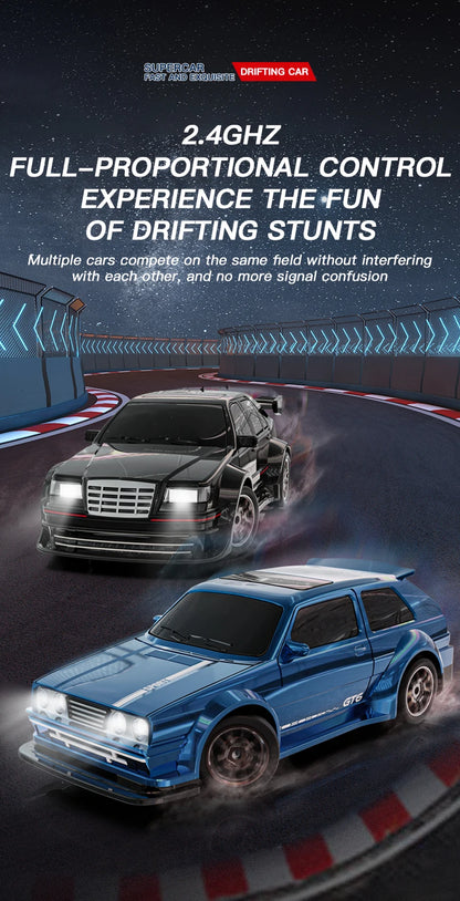 KF30 1:43 4WD Drift Racing Car With Gyroscope Speed Adjustment Real Lighting Control and Damping High Speed RC Cars For Kids Toy.