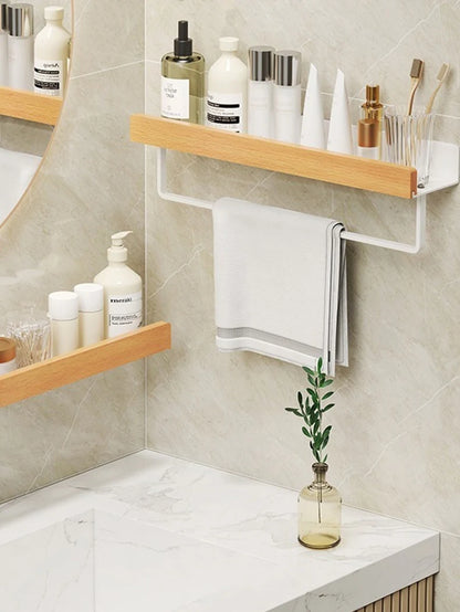 Holz Aluminium Material Badezimmer Regal Organizer Eckregal Shampoo Lagerregal Dusche Wandregal Badezimmer Organizer