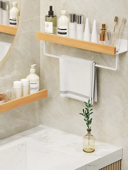 Holz Aluminium Material Badezimmer Regal Organizer Eckregal Shampoo Lagerregal Dusche Wandregal Badezimmer Organizer