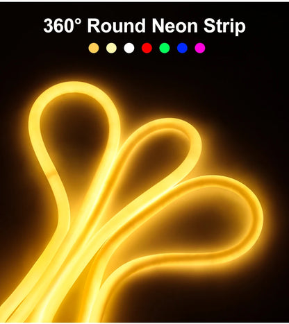 360 Round Tube 220V Flexible Rope Light 120leds/m LED Neon Light Strip  Cold White/Natural White/Red/Green/Blue/Pink Waterproof.