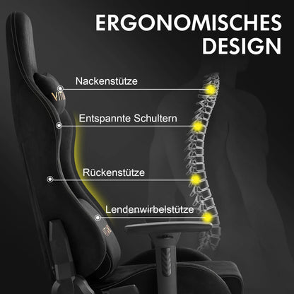 Kitinjoy Hochwertiger Gaming-Stuhl mit Fußstütze, höhenverstellbar, für Unisex, bequemer Bürostuhl, Computerstuhl