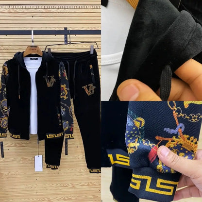 Men's autumn casual two-piece set, new coat, pants, fashionable youth suit.