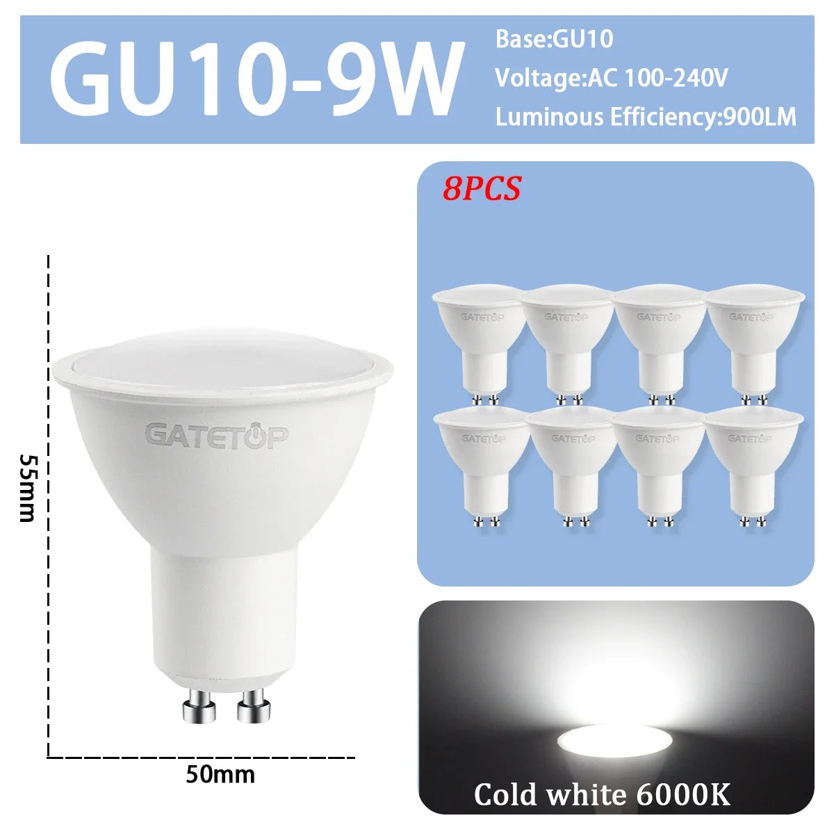 8PCS Led-lampe E27 B22 E14 220V GU10 Spot Licht 9W LED Glühlampe Retro Edison Vintage lampe AC 220V 110V Glas Lampen für Zuhause