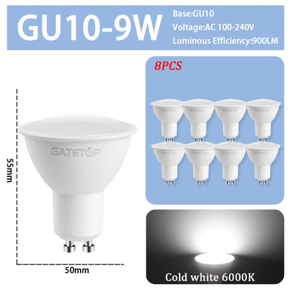 8PCS Led-lampe E27 B22 E14 220V GU10 Spot Licht 9W LED Glühlampe Retro Edison Vintage lampe AC 220V 110V Glas Lampen für Zuhause