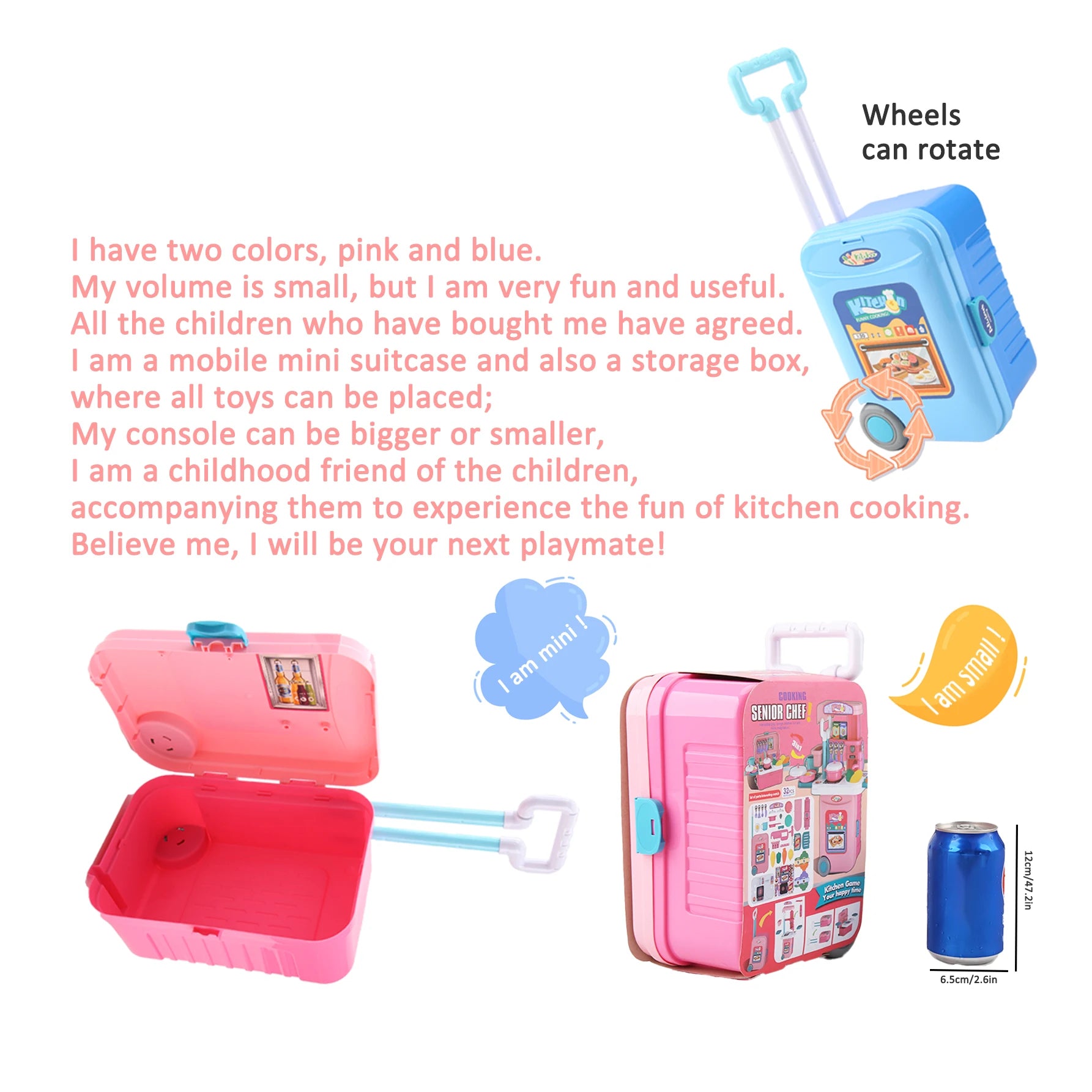 Mini 3-in-1 Kitchen Set Toy Kitchen Pretend Play Integrates Storage Boxes and Tableware Sets Portable Suitcase Cooking Kits Toys.