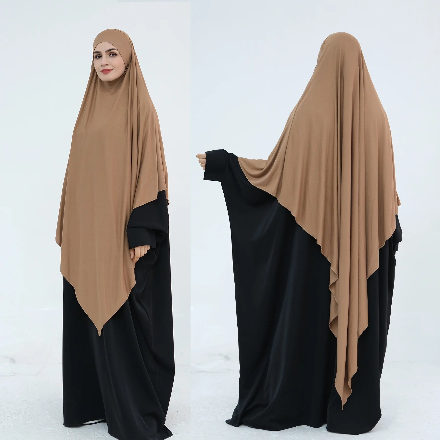 Extra Long Khimar Hijab Scarf Jersey Cotton Muslim Prayer Clothes Islamic Jilbab Khimars for Women Hijabs Veil Niqab Ramadan Eid.