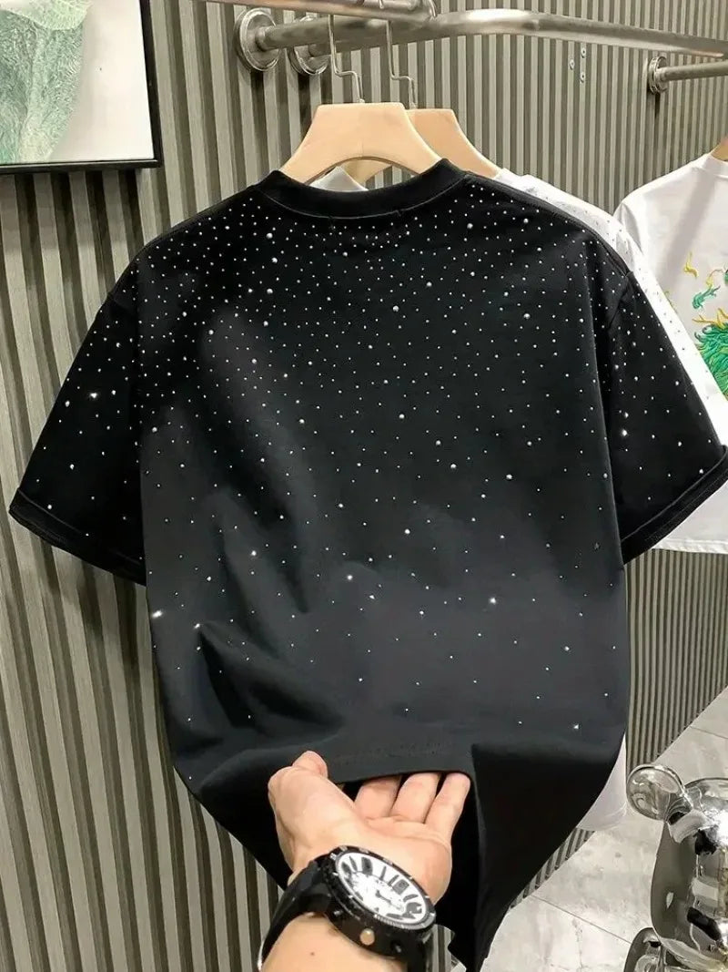 New Luxury Men's T-shirt Hot Diamond Printed Half Sleeve Fashion Round Neck Casual Summer High-end Men Tops T Shirts.
