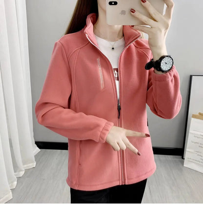 Plus Größe Herbst Winter Polar Fleece Warme Mantel Frauen Sweatshirt Outdoor Sport Casual Zipper Strickjacke Jacke Top Schlank Jugendliche