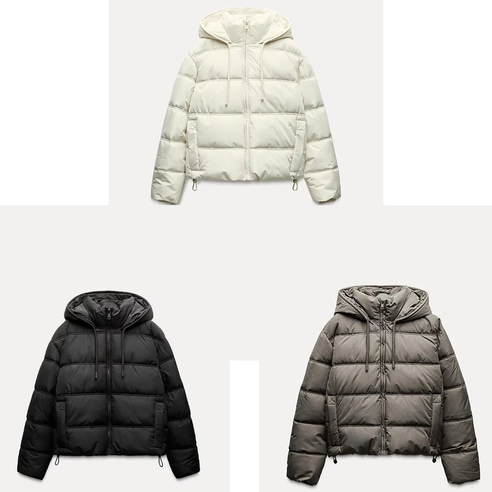 Herbst und Winter Neuheiten Damen Casual Einfache Baumwolle Langarm Dicke Warme Kapuzenjacke.