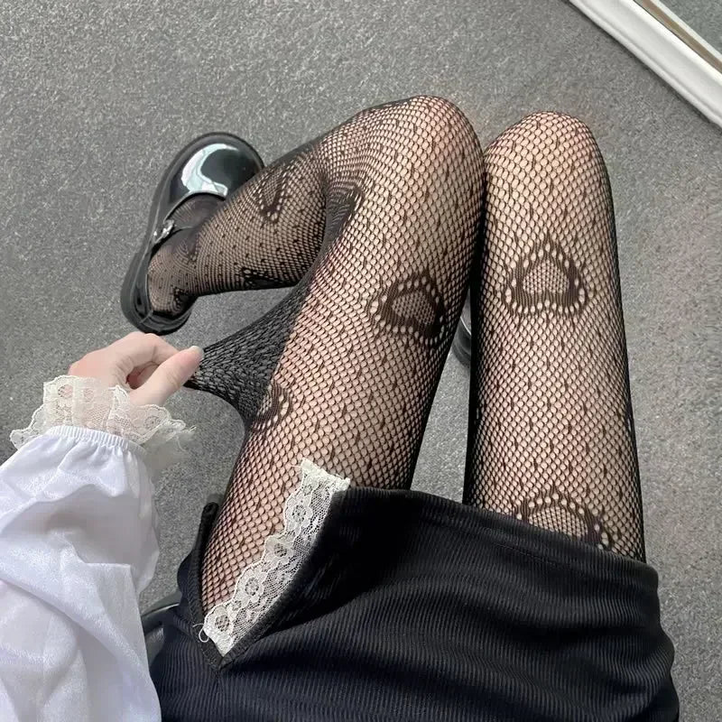 Japanese Lolita Retro Floral Rattan White Stocking Hot Tights Classic Lolita Hollowed Out Lace Mesh Stockings Bottomed Pantyhose