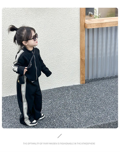 Girls Spring Sets Toddler New Autumn Sports Casual Suits Kids Long-sleeved Jacket+Pants 2Pcs Outfits Children Loose Clothing Set