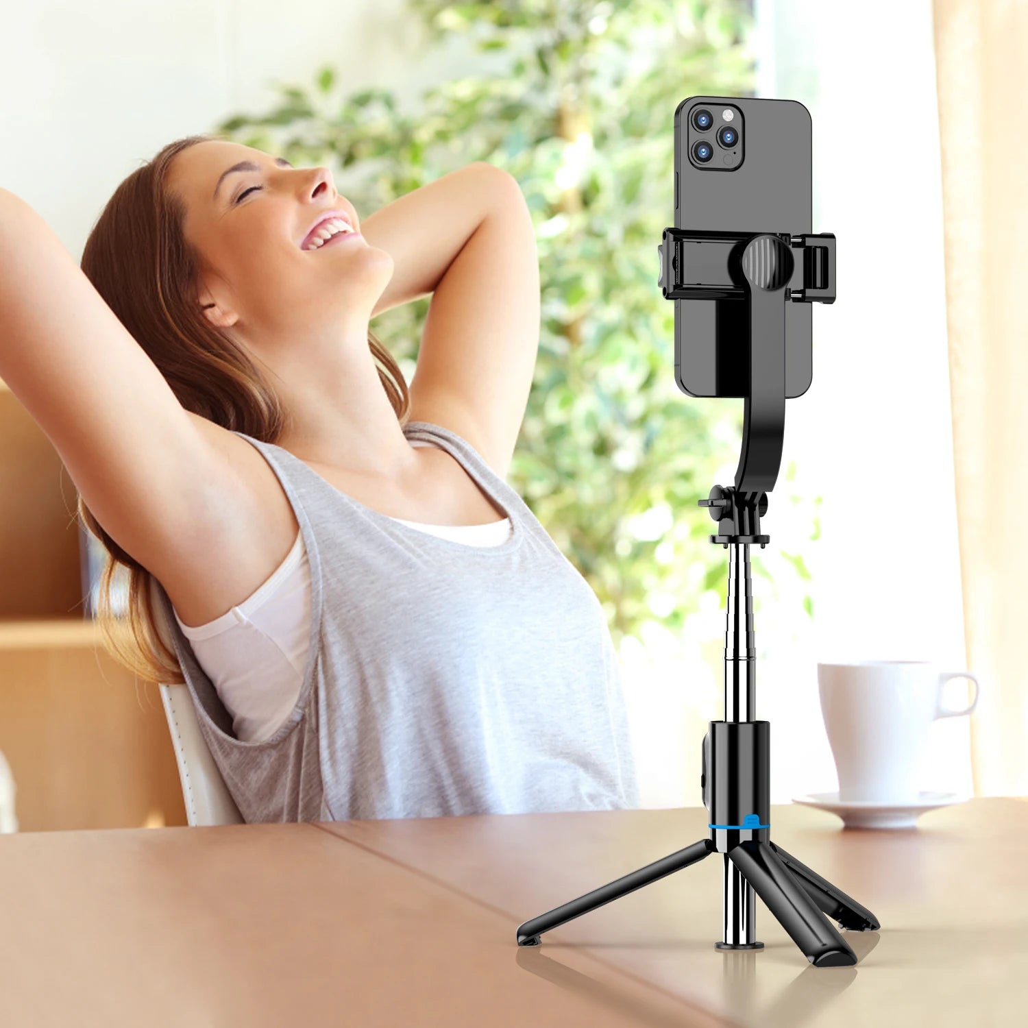 C01 Detachable Phone Clip BluetoothRemote Control Selfie Stick Tripod Portable Tripie Stabilizer Stand for Cell Phone.