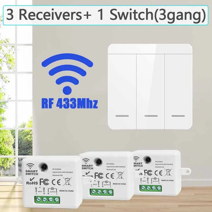Drahtlose RF433MHz Fernbedienung Smart Switch 110V 220V 10A Relais Empfänger Wand Panel Schalter Led Lampe Fan EIN/AUS Licht Schalter