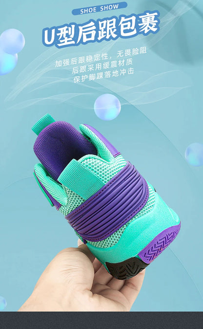 Children Basketball Shoes for Boys Girls Kids Teenagers Breathable Non-slip Lace Up Indoor Outdoor Training Sneakers Tennis Shoe.