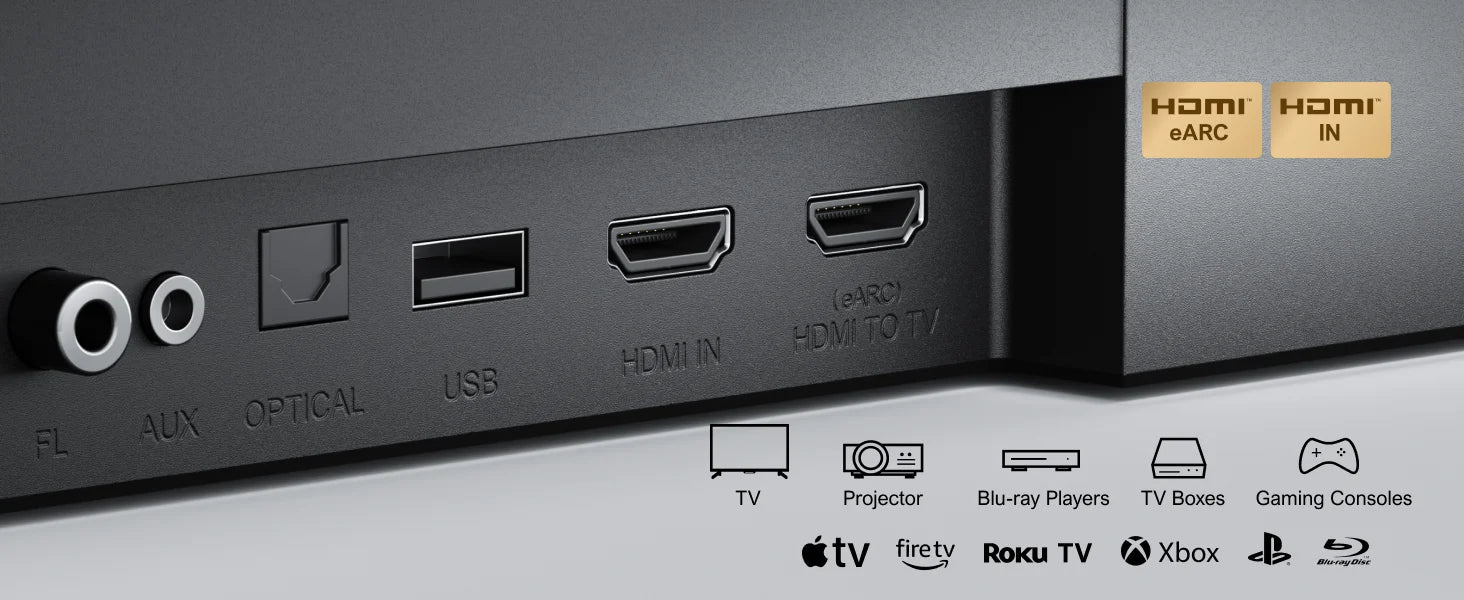 ULTIMEA 7.1Ch Soundbar with Dolby Atmos, APP Control, Surround Sound System for TV, 4 Wired Surround Speakers, Sound Bar for TV.