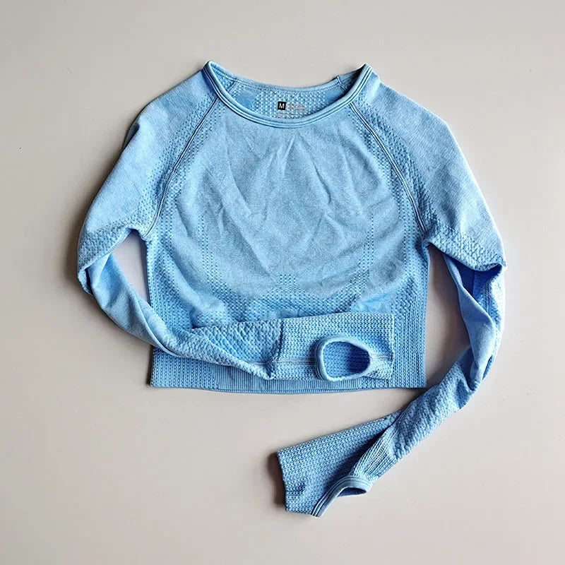 Women Seamless Yoga Shirts Crop Top Long Sleeves Shirts for Women Yoga Sports Fitness Gym Clothing Workout Tops Sports Shirts.