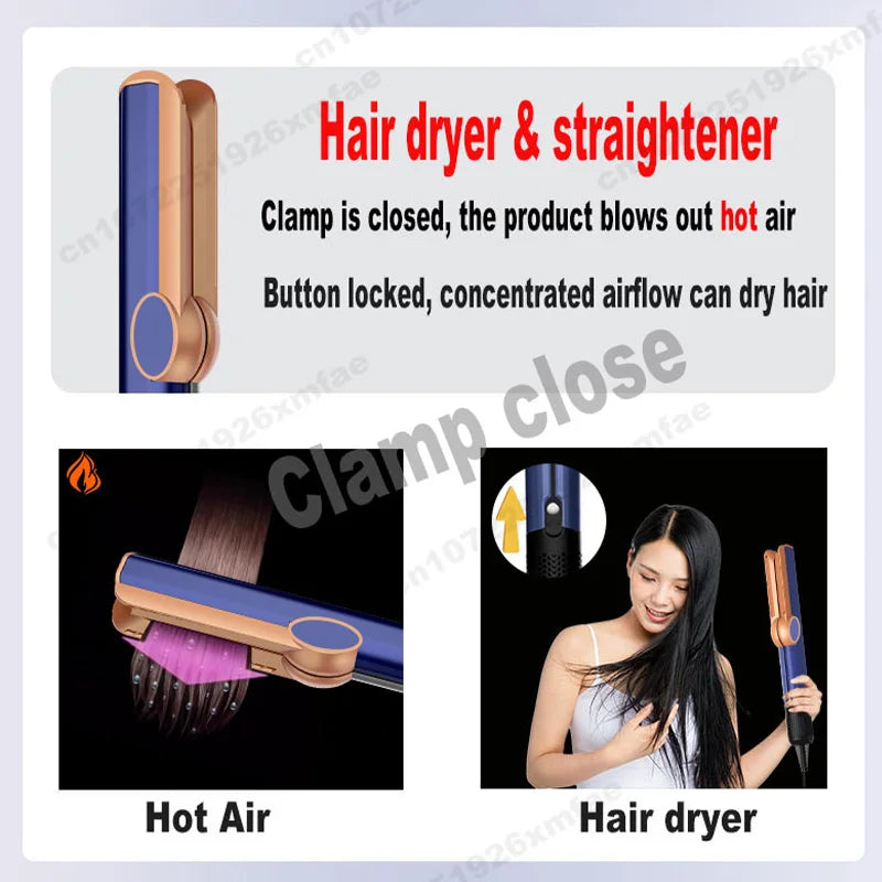 2 IN 1 Professional Hair Straightener & Hair Dryer Styling Tool Negative Ion hairdryer Iron Long-Lasting airstrait
