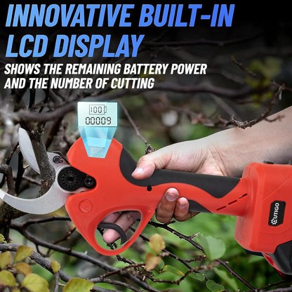 OUTIGO Professionelle Elektrische Gartenschere,40 mm Akku Grtenschere, 2x3000mAh Lithium-Wiederaufladbar Akku 6-8 Arbeitsstunden, Astschere, Rebschere, Baumschere, Rosenschere