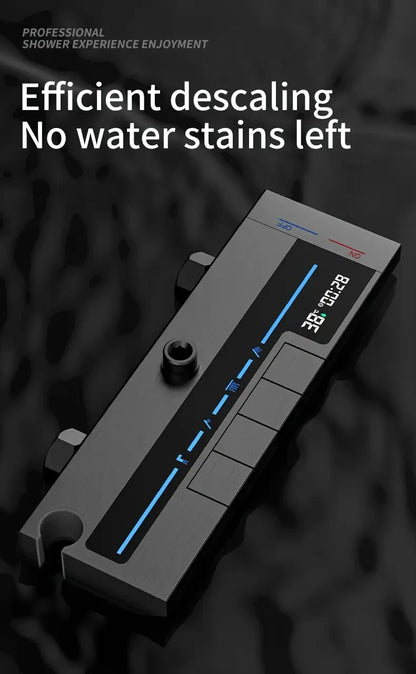 Bathroom Luxury Shower System with Tempered Glass Piano Key Smart Digital Display Thermostat Mixer Shower Faucet Full Set