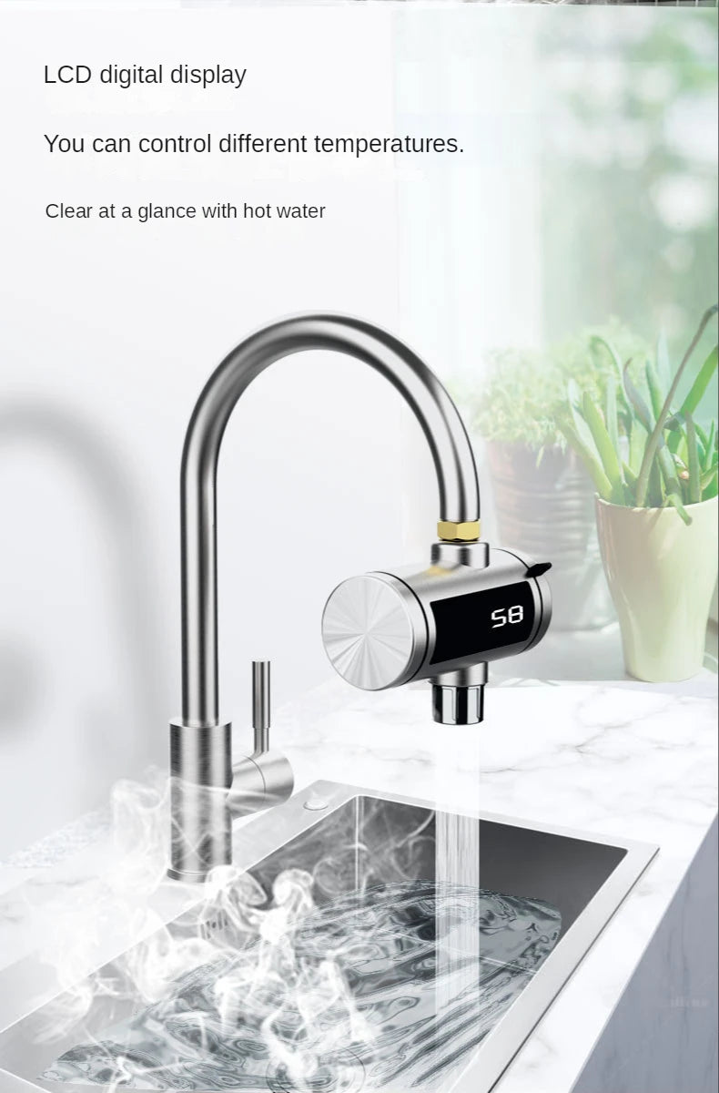 2025 New Kitchen stainless steel electric hot water faucet instant hot heating faucet water heater hot and cold.