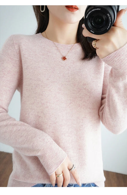 Herbst und Winter Kaschmirpullover Damen Rundhalspullover lässig gestrickt Top Damen kurze Unterwolle Mode 18 Farben
