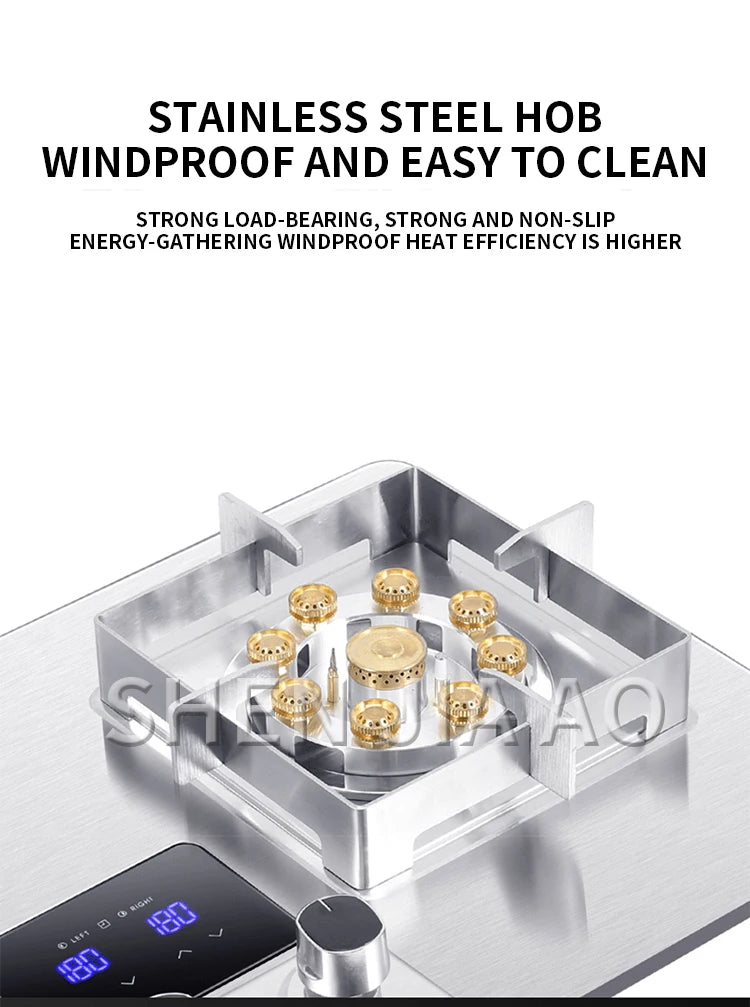 5KW Gas Stove Home Double Embedded Gas Stove Energy-saving Fierce Fire Stove Gas Cooktop Double hole gas stove.