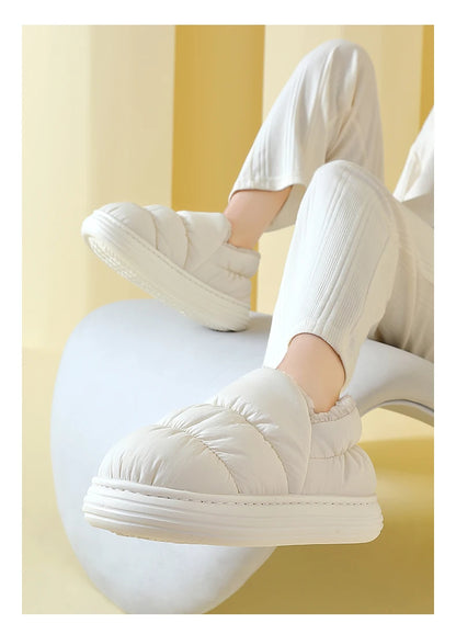 QYCKABY Plush Shoes For Women Mules Indoor Outside Winter Home Warm Fluffy Anti-skid Boots Fur Cotton Shoe Men Outdoors Sneakers.