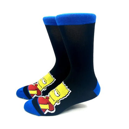 New 1 Pair The Simpsons Harajuku Women Men Socks Cartoon Personality Skateboard Socks Anime Middle Tube Cotton Unisex Socks.