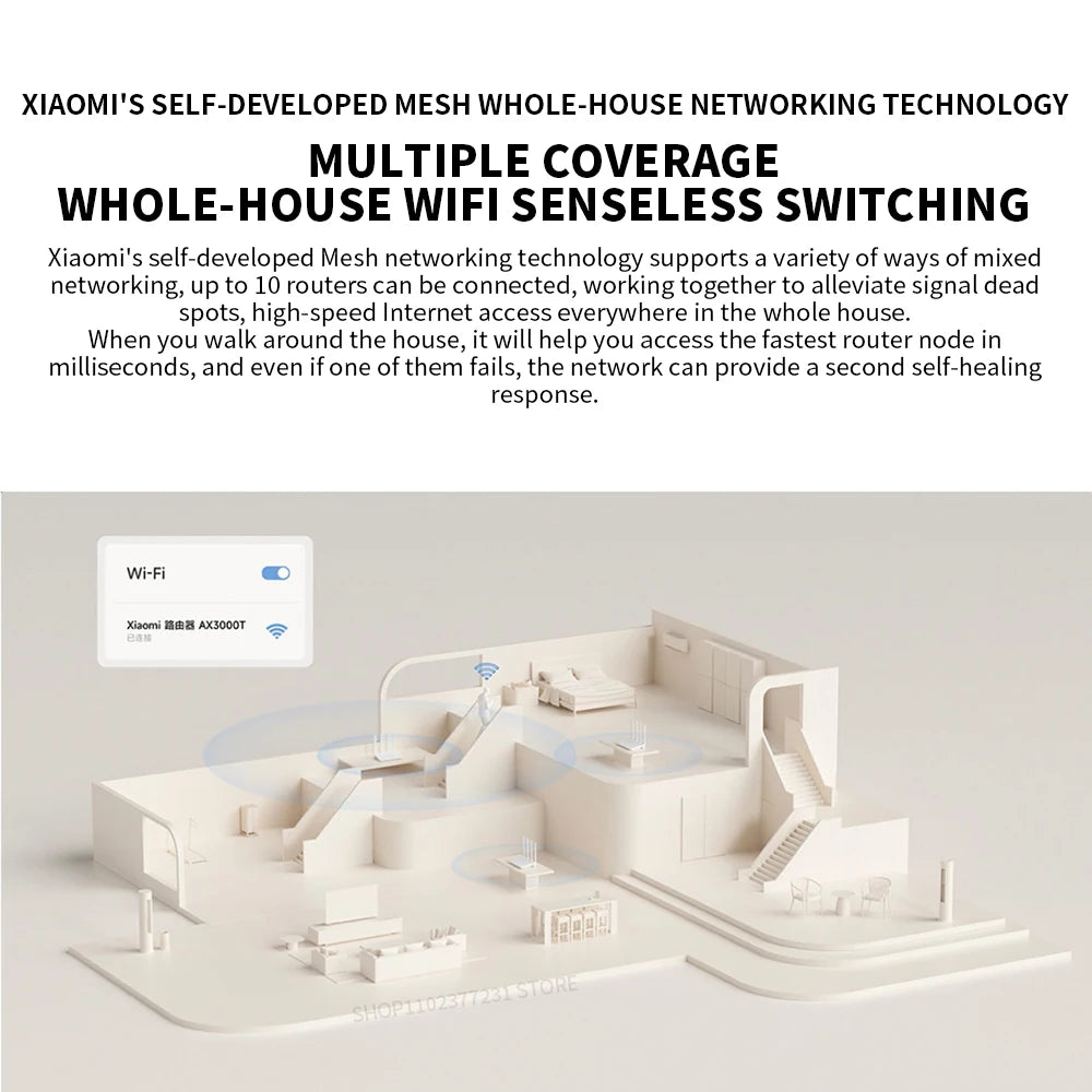 2024 NEW Original Xiaomi AX3000T Router 5GHz 160MHz Broadband 1.3GHz Processor High Speed NFC Connection For Home Office Games.