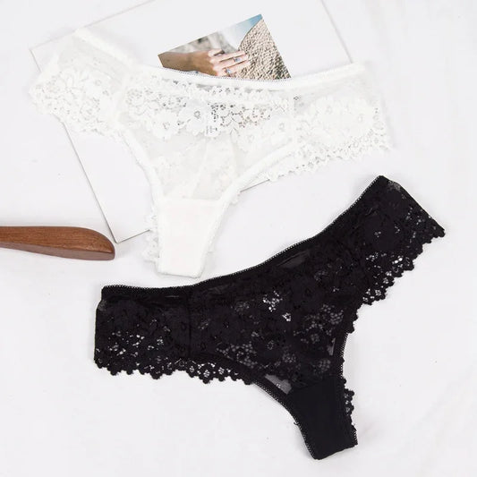 Women Panties Sexy Underwear Black Lace Panties Lingerie Female Floral Lace Briefs Perspective Finetoo Design Ladies Pantys.