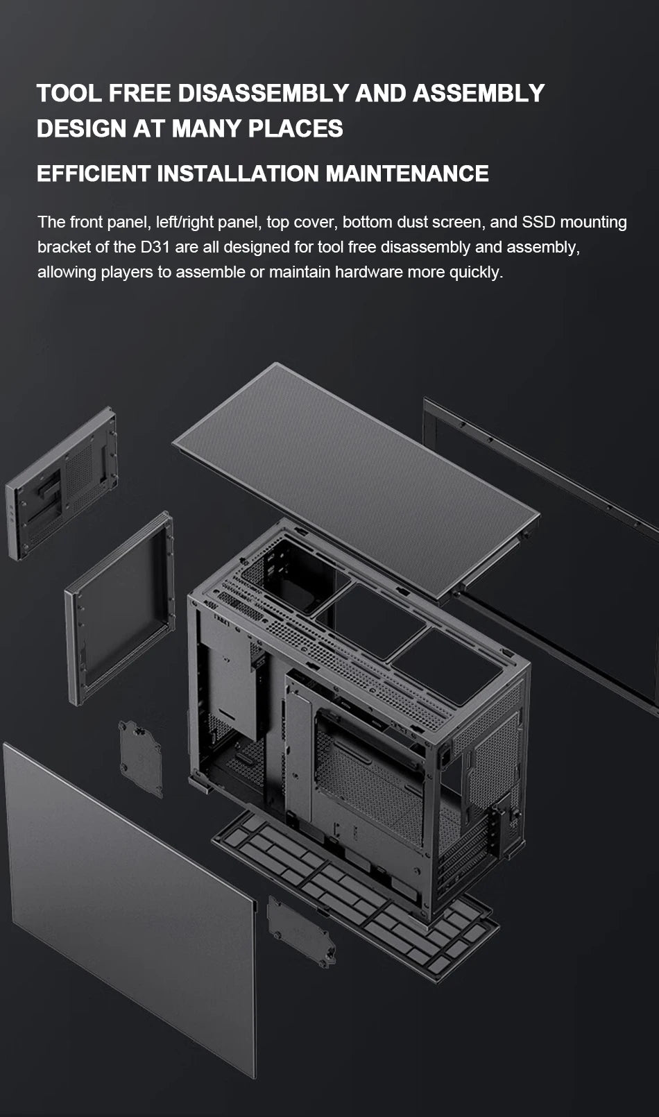 Jonsbo Pinecone D31 Case MATX ITX DTX Small Translucency Sub Screen of Video Games Support ATX Power 360 Cold Exhaust Chassis