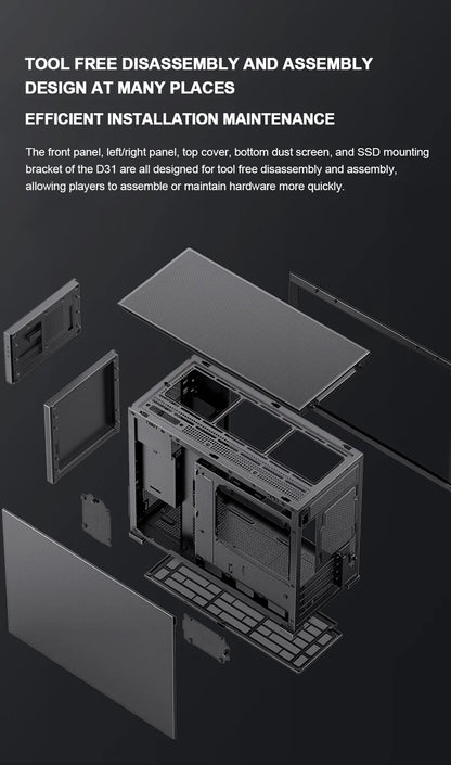 Jonsbo Pinecone D31 Case MATX ITX DTX Small Translucency Sub Screen of Video Games Support ATX Power 360 Cold Exhaust Chassis