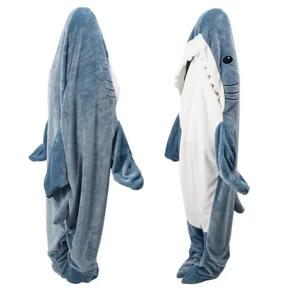 Shark Cartoon Sleeping Bag Adult Pajama Hooded Warm Flannel Blanket Funny Homewear Super Soft Onesie Sleeping Bag Winter Warm