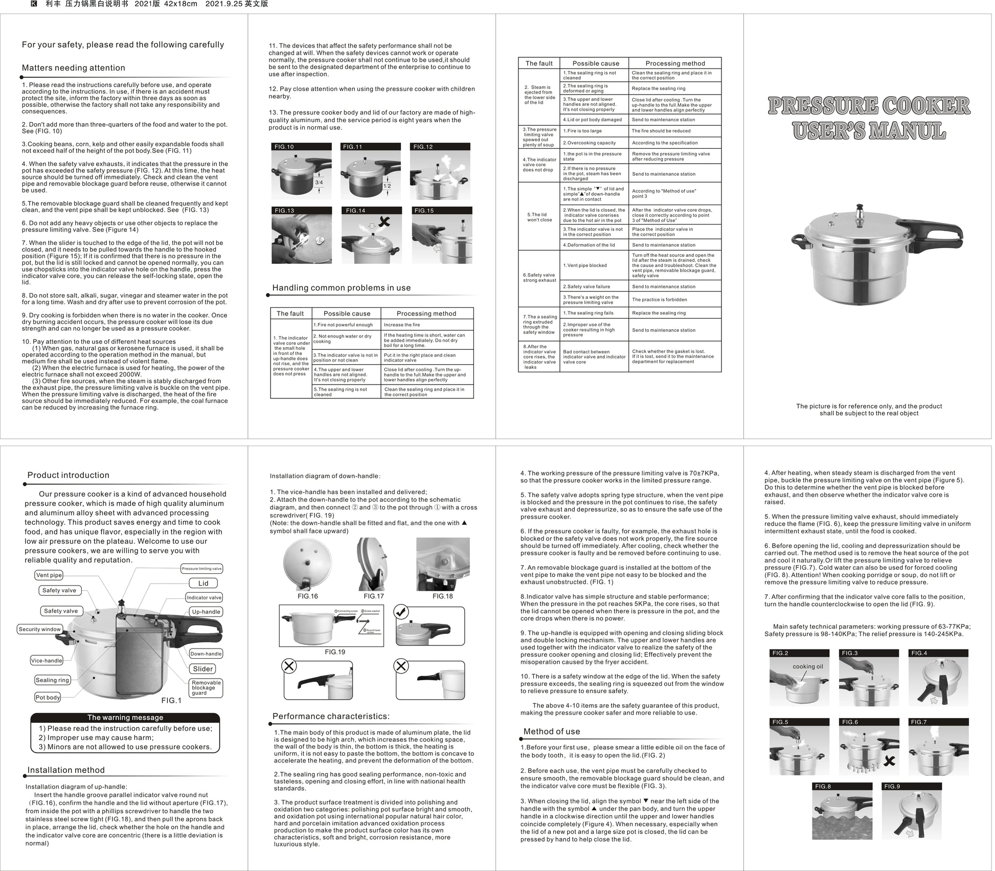Pressure Cooker Aluminium Alloy Explosion Proof Large Capacity Pressure Canning Pot Cooker Fast Cooking Pot.