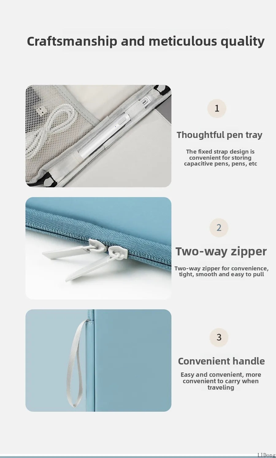 Tablet Cases Bag Sleeve 7.9-12.9 Inch Tablet pouch for IPad air case Pro Samsung Xiaomi Tablet pouch Shockproof  Multi Pockets