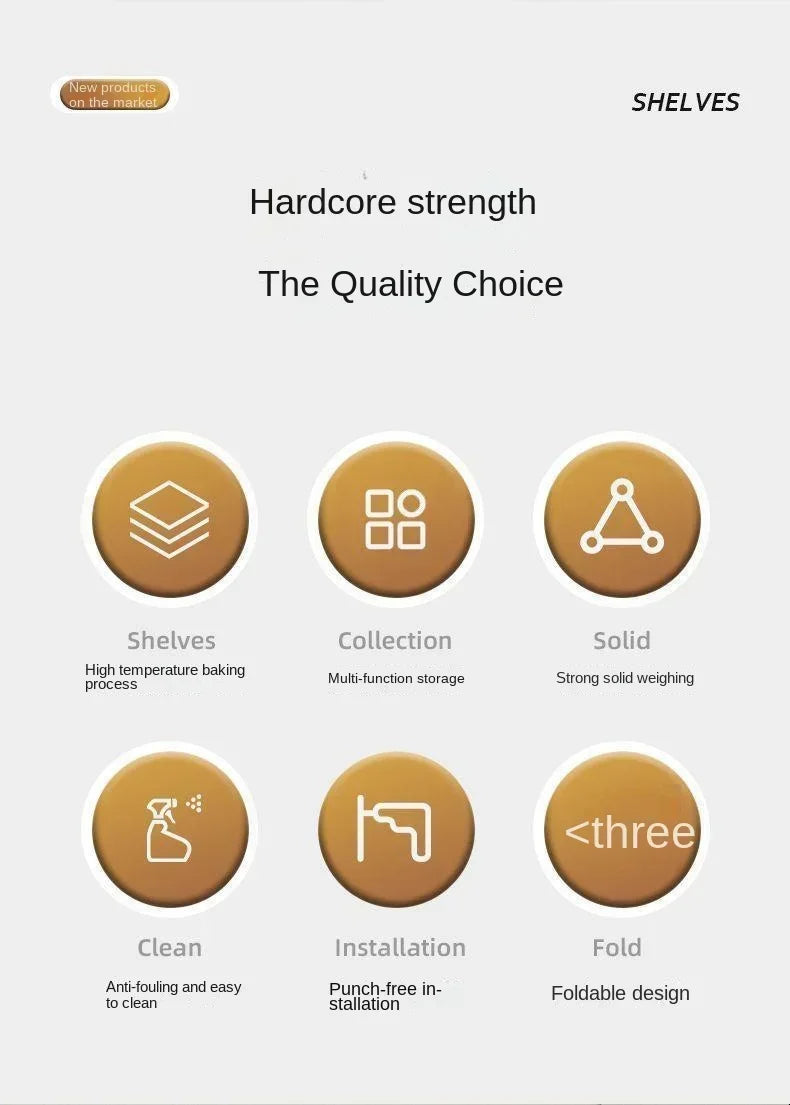 Hängender Aufbewahrungsorganisator, ohne Bohren, tragbar, feuchtigkeitsbeständig, für Küche, Badezimmer, Gewürze, Küche, Badezimmer, Aufbewahrungslösungen