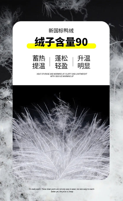 2025 Men's New, Lace-Up Elastic Waist Warm, Tooling, Outdoor Down Pants.