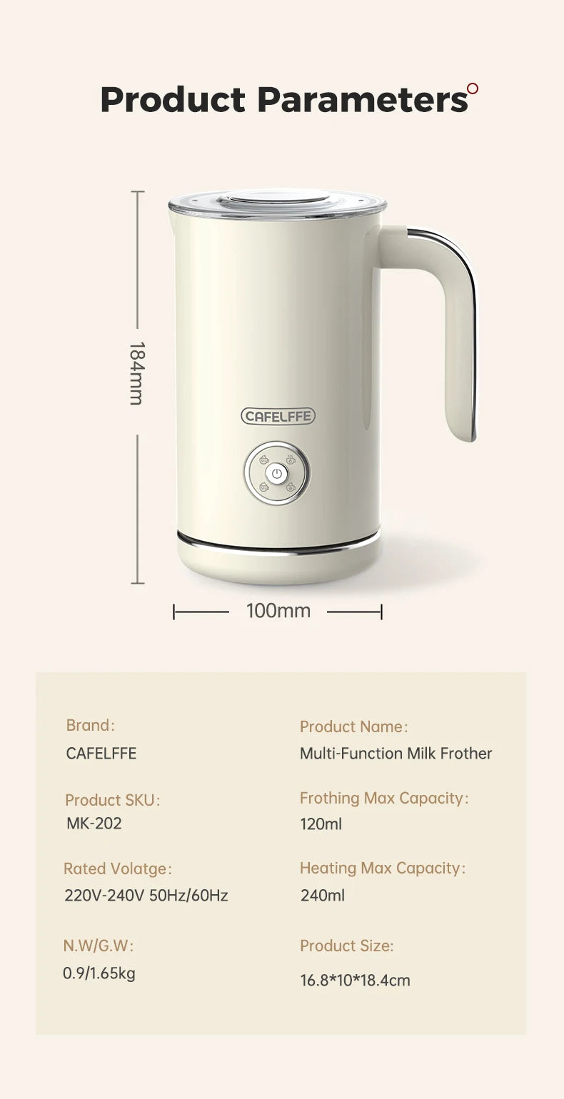 Cafelffe 4in1 Electric Milk Frother Frothing Foamer Chocolate Mixer Cold/Hot Latte Cappuccino Automatic foam milk heater Warmer.